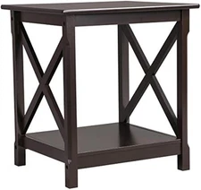 eakmart End Table with Storage Shelf in Classic X-Design, 2 Tier Strong