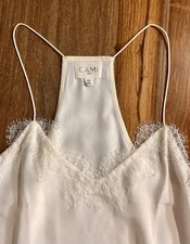 Cami NYC Ivory 100%  Silk Camisole Tank Top XS Lace Detail V-Neck