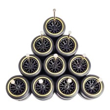 5 Sets BBS Black Gold Lip Rim Mix  11mm Rubber Tires For 1/64 Hot Wheels Swap