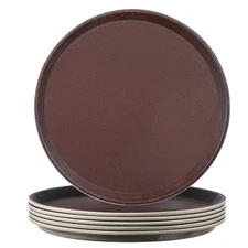 Round Restaurant Serving Tray 6 PCS 11 inch Plastic Non-Slip Food Server