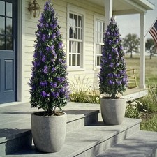 3.3FT Artificial Lavender Topiary Trees Set of 2 with Spike, UV/Fade Resistant