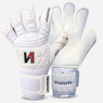 ONEKEEPER Solid All White Professional-Level Goalkeeper Glove for Adult & Youth