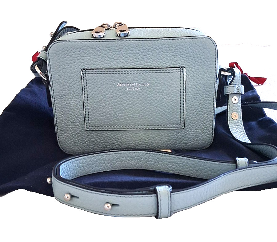 Aspinal of London Camera "A" Bag in Deep Pool Pebble leather plus Webbing Strap image 4