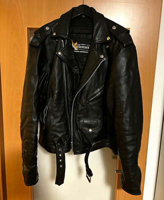 element Herren Leder Bikerjacke 3XL Schwarz kurz Revers Gürtel Reißverschluss