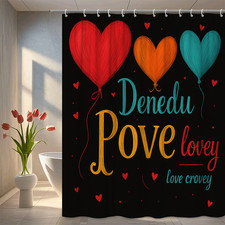 Colorful Heart Shower Curtain for Playful Bathroom Decor