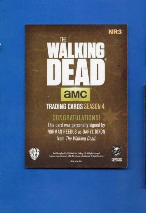 The Walking dead Norman Reedus as Daryl Dixon autograph card - Image 2 of 2