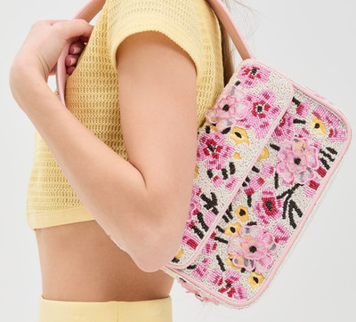 STAUD TOMMY BEADED BLOSSOM FLORAL TAPESTRY Shoulder Bag MSRP$395 Artistic & Chic