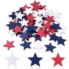 60 Pcs 1.2 Inch 4th of July Wooden Stars Patriotic Craft Decor Party Pack Set