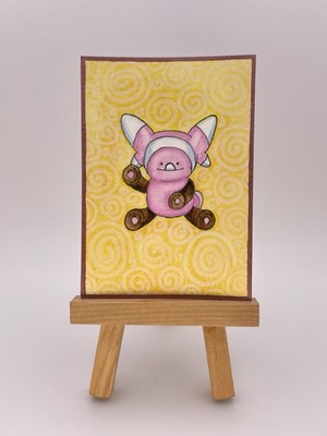 ACEO Original Painting Pokemon Ditto Stufful - paulajean.art