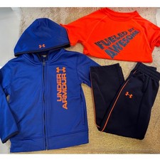 UNDER ARMOUR Boys Blue  Orange Matching Zip Hoodie/Pants/Shirt Outfit Set  4T