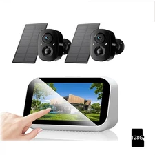 Wireless Solar CCTV Camera System 4CH NVR Monitor 4MP Security Home Outdoor+128G