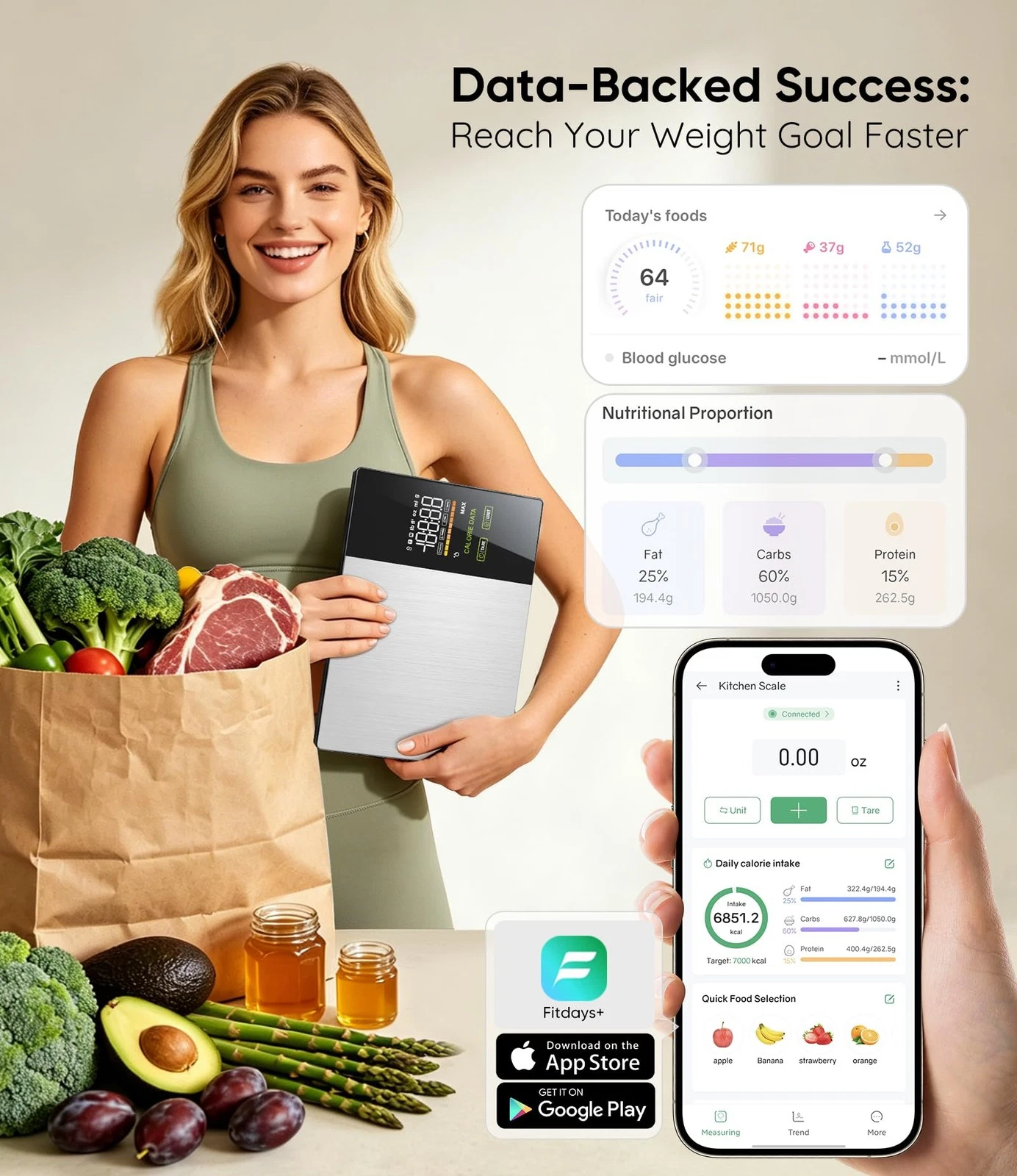 Smart Digital Food Scale Bluetooth Calorie Counter Nutrition Calculator 5KG LED