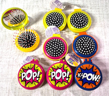 8 x RAZZ Tangle Fighter Foldable Hair Brush w/ Mirror Compact Travel Purse Round