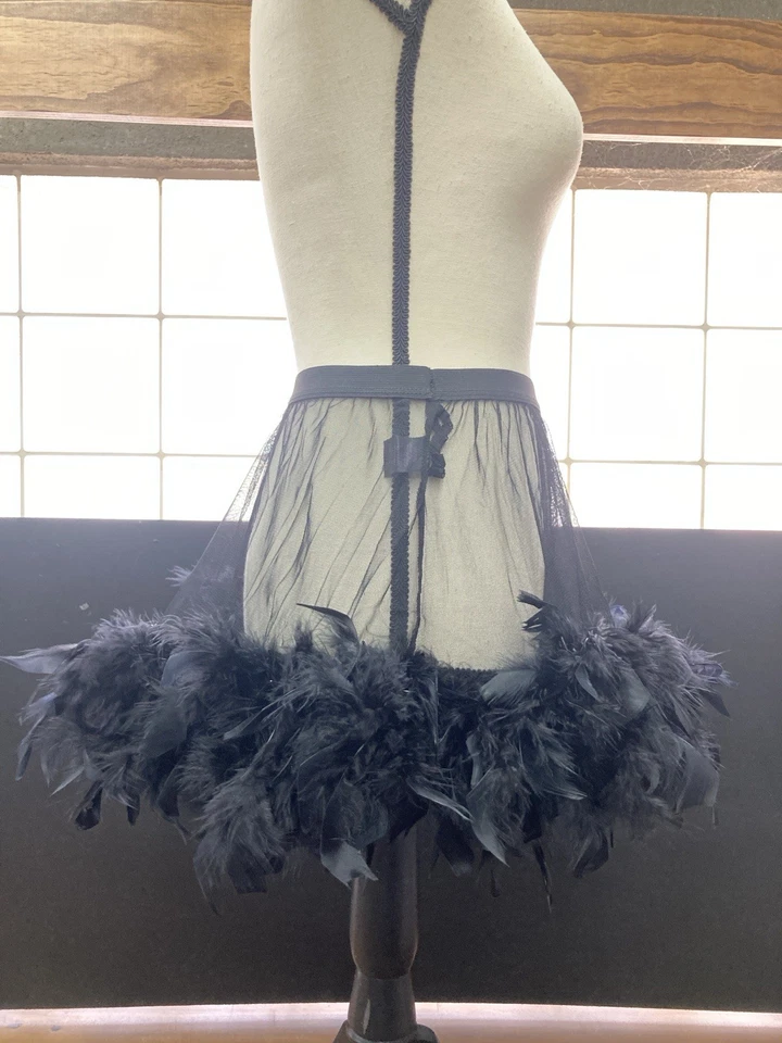 Vintage Hot Topic Black Maribou Feather Trimmed Tutu Halloween Cosplay Costume - Image 3 of 4