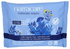 Natracare Organic Cotton Intimate Wipes Pack of 12 Sensitive Skin PH Balanced
