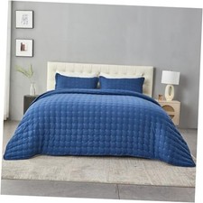 King Size Quilt Bedding Sets with Pillow Shams, King 90" x 104" Navy