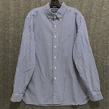 VTG Polo Ralph Lauren Oxford Shirt Mens XL Blue Gingham Flesh Pony Classic 90s