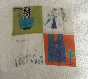 Swissair Airlines Illustrated Cloth Collectible Handkerchief