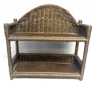 Small Vintage Wicker Rattan Shelf 17" x 17" x 6" table or hang 2 shelves
