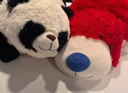 Pillow Pets Plush Stuffed Animals Plushies Set - Panda and Patriotic Dog