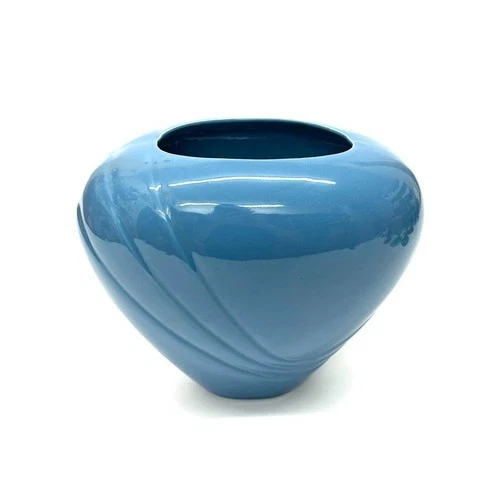Vintage 1985 Large 10” Haeger Ceramic Retro Art Deco Blue Vase