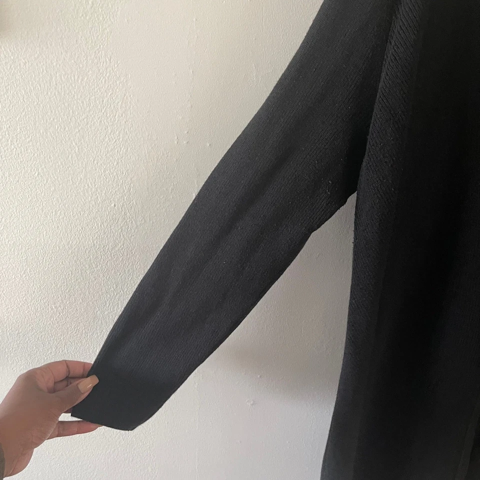 Cárdigan suéter J. Jill cuello en V para mujer L negro mezcla de algodón tejido acanalado clásico Foto 3 de 4