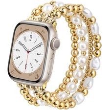 AIRSPO Gold Beaded Bracelets Compatible for Apple Watch Band 38mm 40mm 41mm 42mm