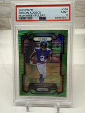 2023 Panini Prizm - Rookies Jordan Addison #368Green Pulsar Prizm (RC) PSA 9