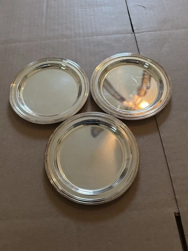 3 Vintage CHRISTOFLE industria argentina Wine Bottle Coaster 5" Silver plate - Picture 1 of 5