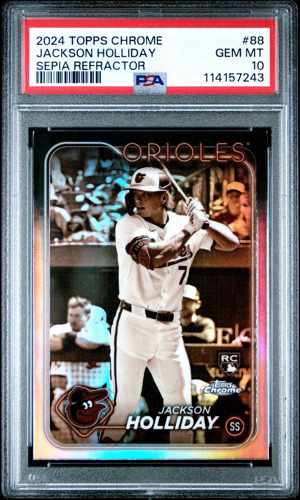 2024 Topps Chrome Jackson Holliday #88 Sepia Refractor RC PSA 10