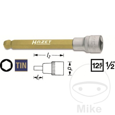 HAZET Allen screwdriver tip with ball head 1/2 10 MM 140 MM