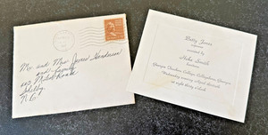 1947 Collegeboro GA Recital Invitation & Cover Shelby NC Martha Washington Stamp