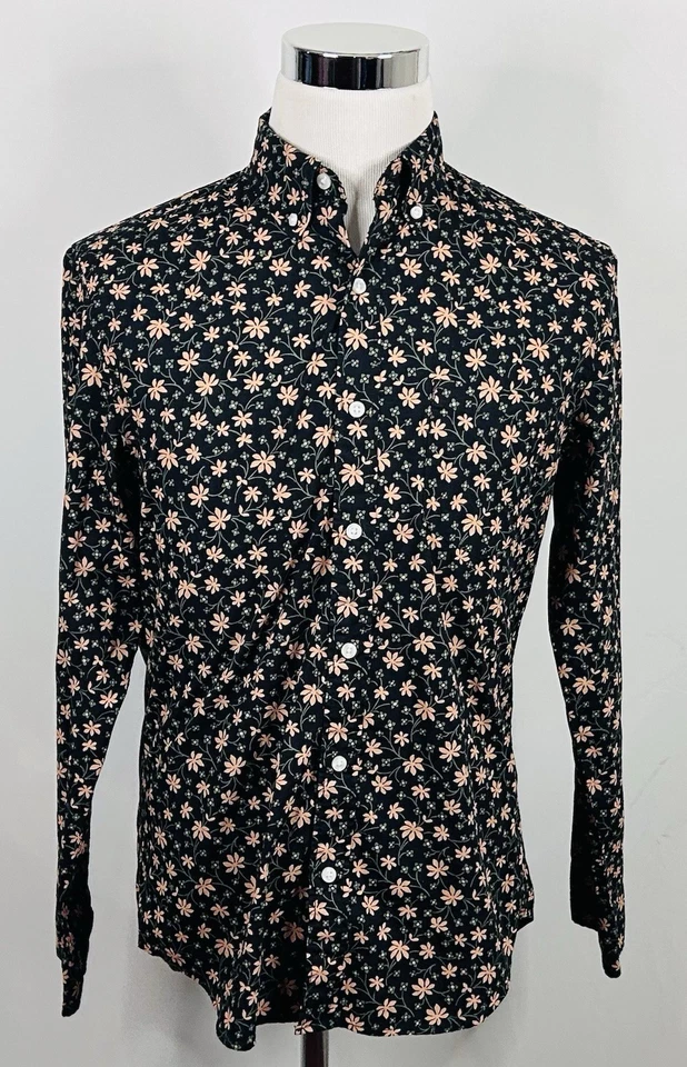 Camisa J Crew Mediana Calce Ajustado Flexible Lavada Estampado Floral Amarillo Verde Abotonada Foto 2 de 4