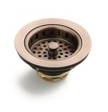 Signature Hardware 3-1/2" KITCHEN SINK BASKET STRAINER - ANTIQUE COPPER