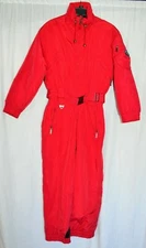 Tyrolia Snowsuit One Piece Womens Petite Size 12 Solid Red Vintage 1980s Era Ski