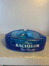 Players Ashtray Bachelor Tipped Cigarettes 1960s Vintage Blue Glass Ashtray