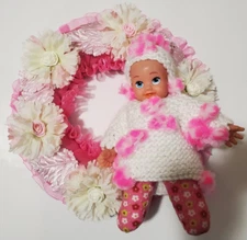 Handmade Baby Wreath Knit Flower Door Decoration Custom 1 of a Kind non-smoking