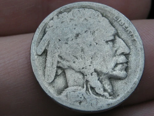 1918 S Buffalo Nickel 5 Cent Piece- VG/Fine Details, All Original