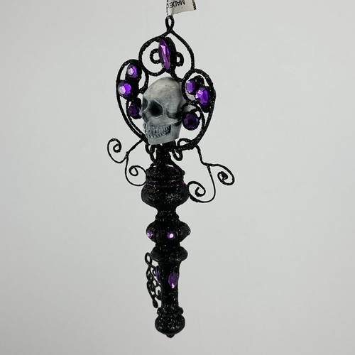 Colección Katherine Halloween Calavera Cabeza Esqueleto Llave Adorno Negro Púrpura - Imagen 14 de 19