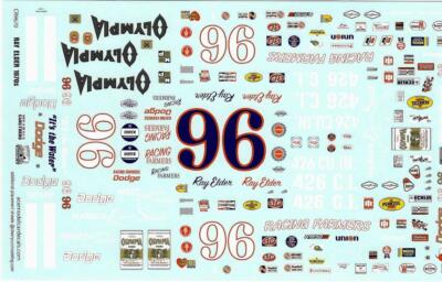 Ace #96 Olympia 1971 Ray Elder 1/25 waterslide Nascar decal