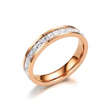 Stainless Steel Rhinestone Rings Women Men Wedding Ring Fashion Jewelry Zircon ❤