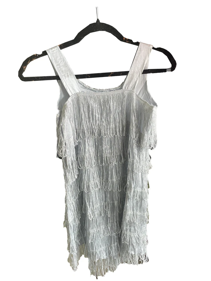Franco Flapper Child Costume Silver Sequin Dress Feather Headpiece Size Medium - Image 4 of 4