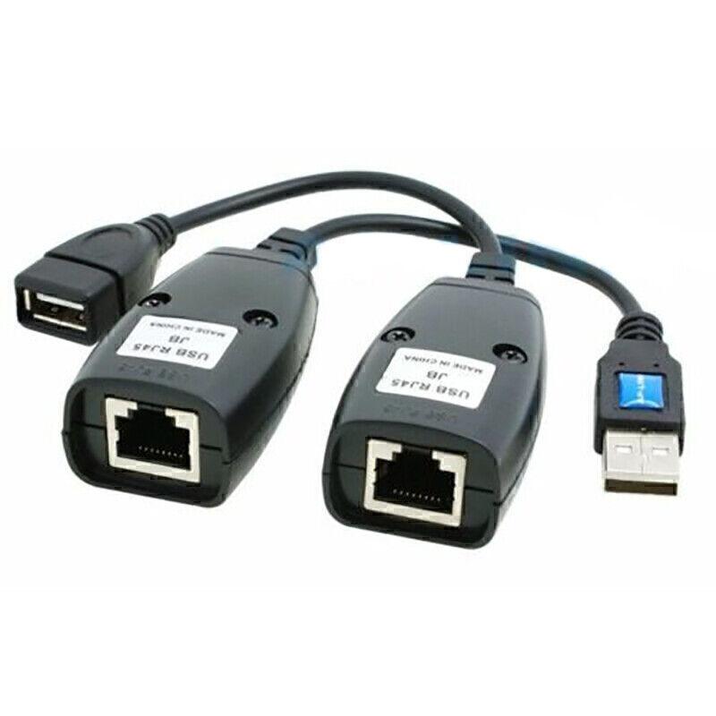 USB 2.0 Male to Female Ethernet Extender Adapter for Cat5 Cat5e Cat6
