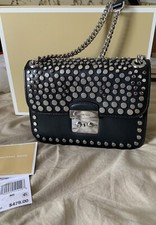 Rare Michael Kors Sloan Editor Medium Studded Leather Bag Msrp $478