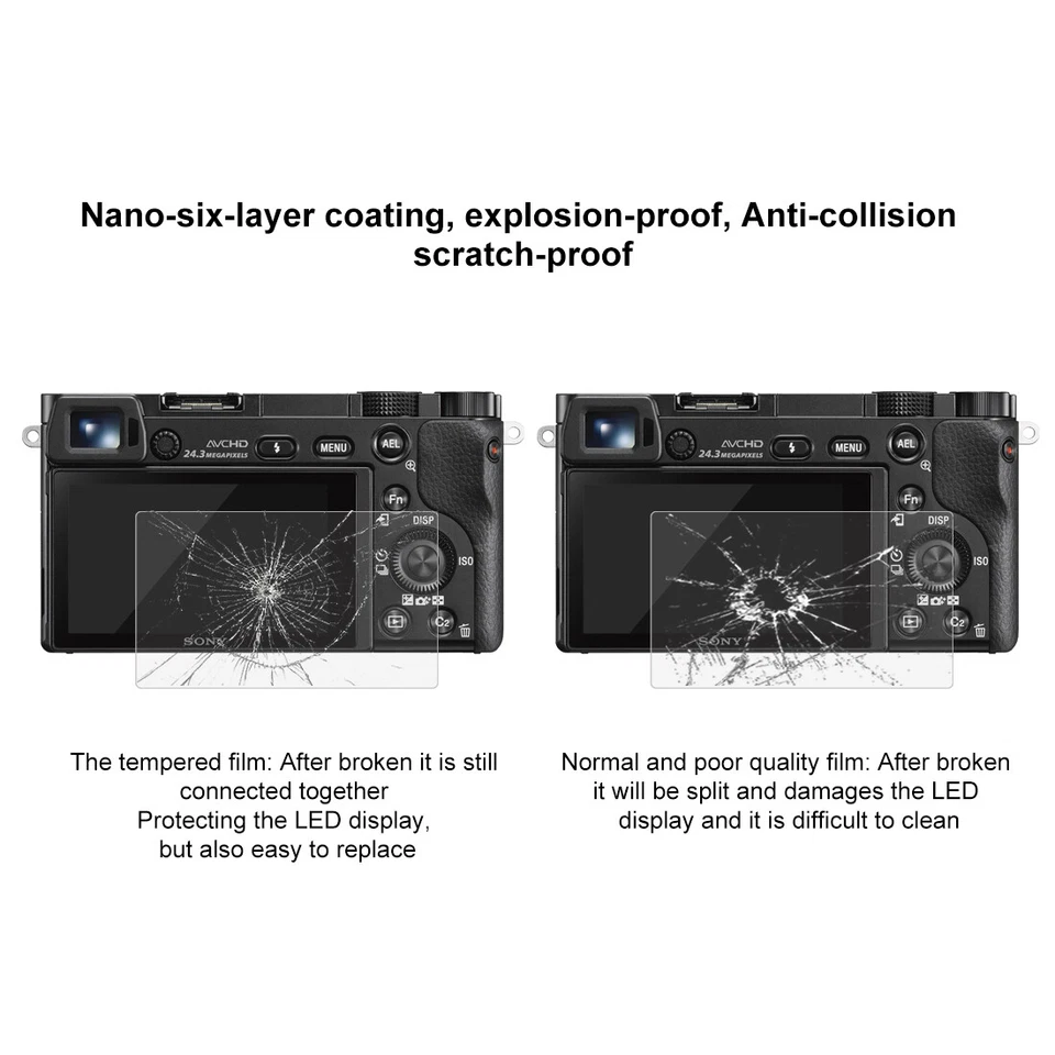 For Sony A6000/A6300/A6500 Cameras Screen Protector Tempered Glass Film - Image 4 of 4