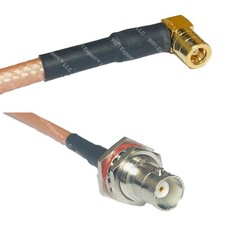 RG400 SMB FEMALE ANGLE to BNC FEMALE BIG BULKHEAD RF Cable FAST-SHIP LOT
