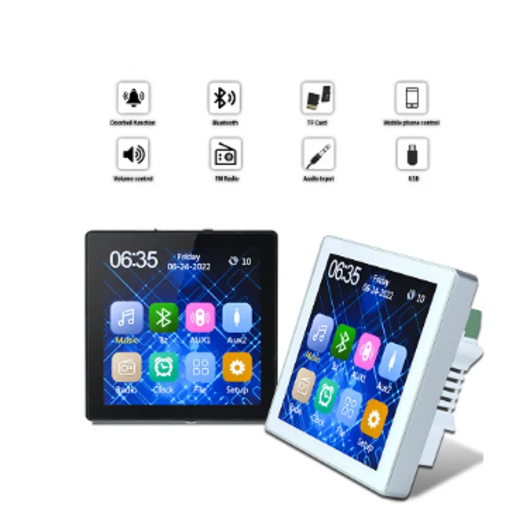 4In Key Touch Wireless Bluetooth Wall Amplifier Fm Radio Home Audio Frameless - Image 2 of 4