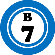 B 7 B7 Bingo Ball - 3 Inch Circle Sticker 3" x 3" - Hobby Number Board Lucky