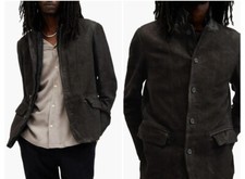 AllSaints Men's Black Survey Leather Blazer Jacket Size Medium All Saints