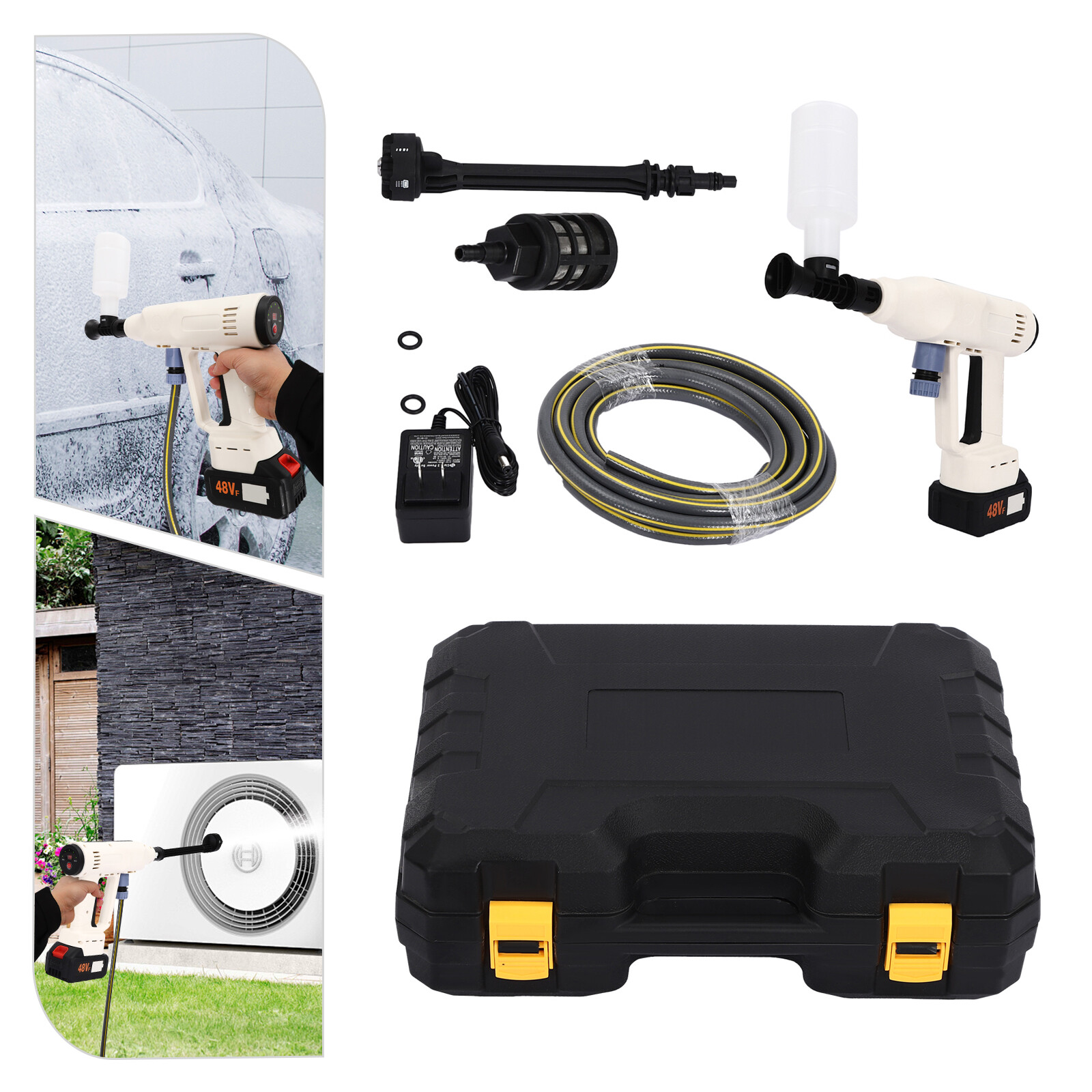 Portable Battery Pressure Washer 300W - 6-in-1 Nozzle for Car Home Garden Wash